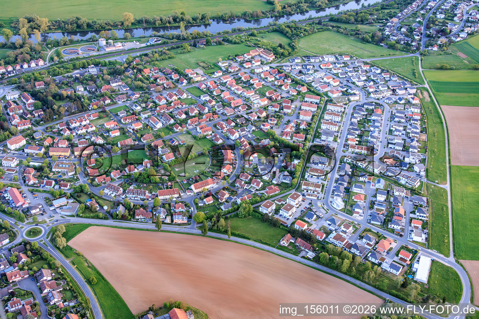 Rückelstraße und Neubaugebiet Geschwister-Scholl-Ring in Haßfurt im Bundesland Bayern, Deutschland