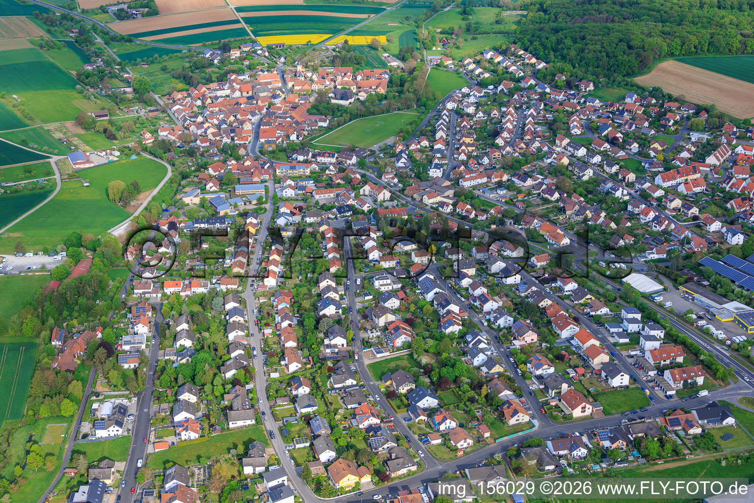 Euerbach von Südosten im Bundesland Bayern, Deutschland