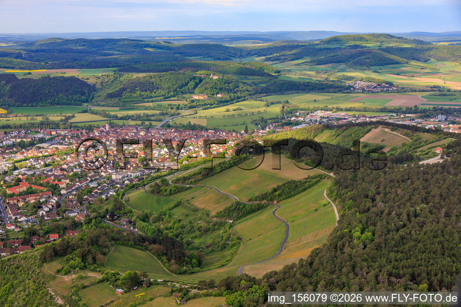 Hammelburg von Osten im Bundesland Bayern, Deutschland
