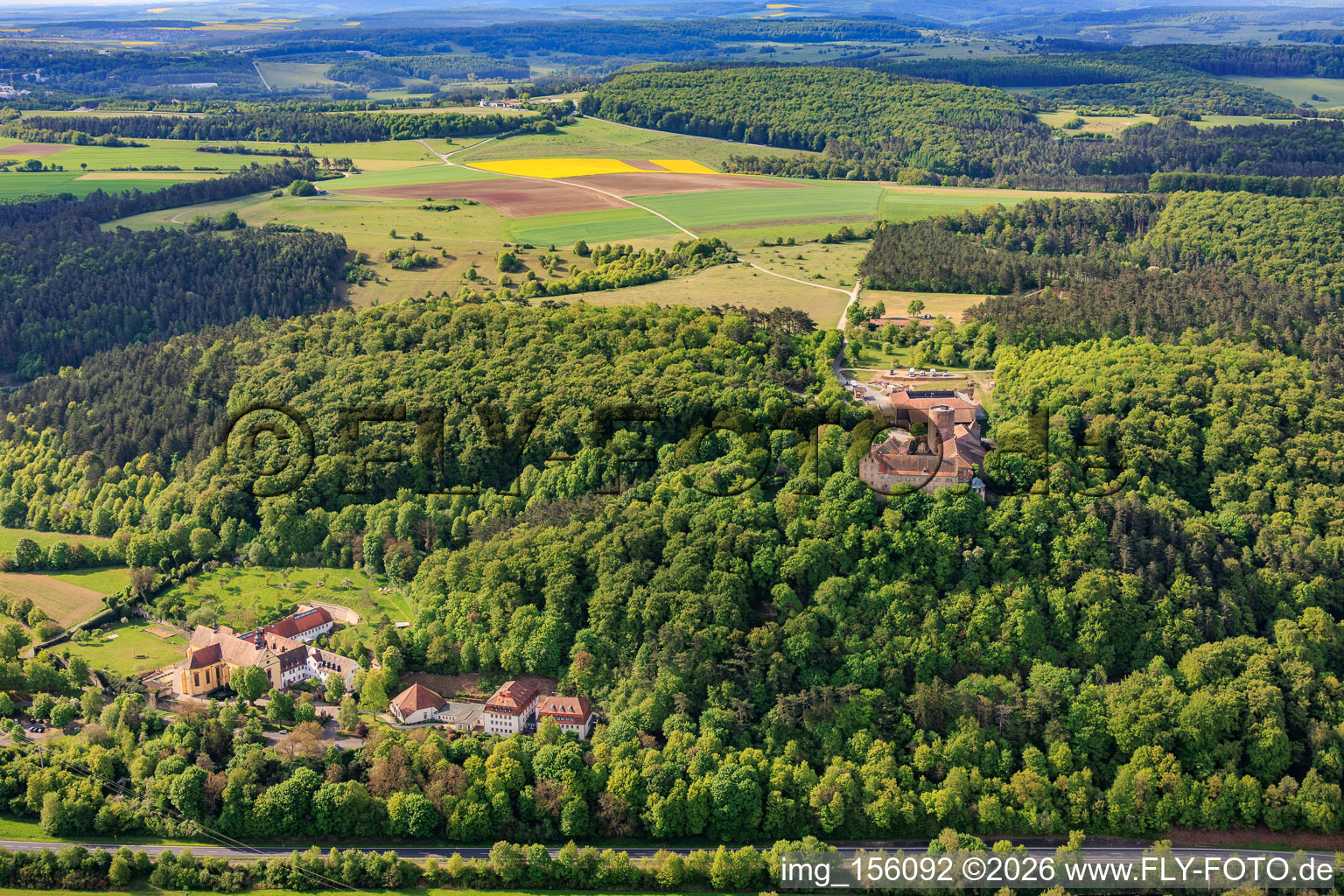 Schloss Saaleck, Bayerische Musikakademie Hammelburg und Ehem. Klosterkirche Altstadt im Bundesland Bayern, Deutschland