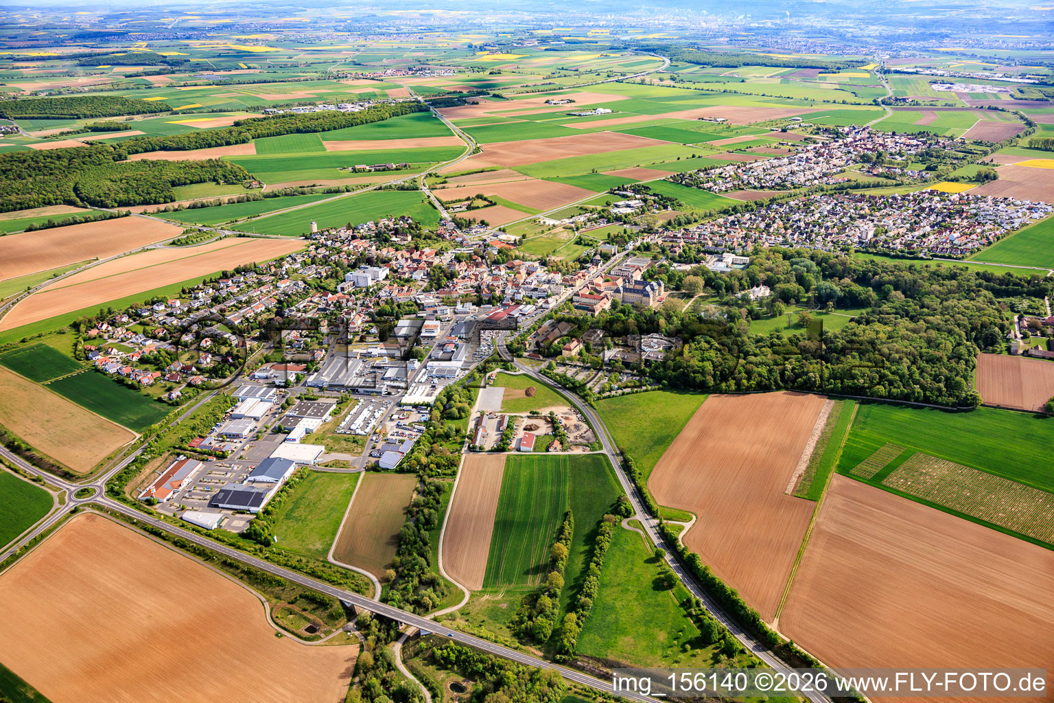 Werneck von Südwesten im Bundesland Bayern, Deutschland