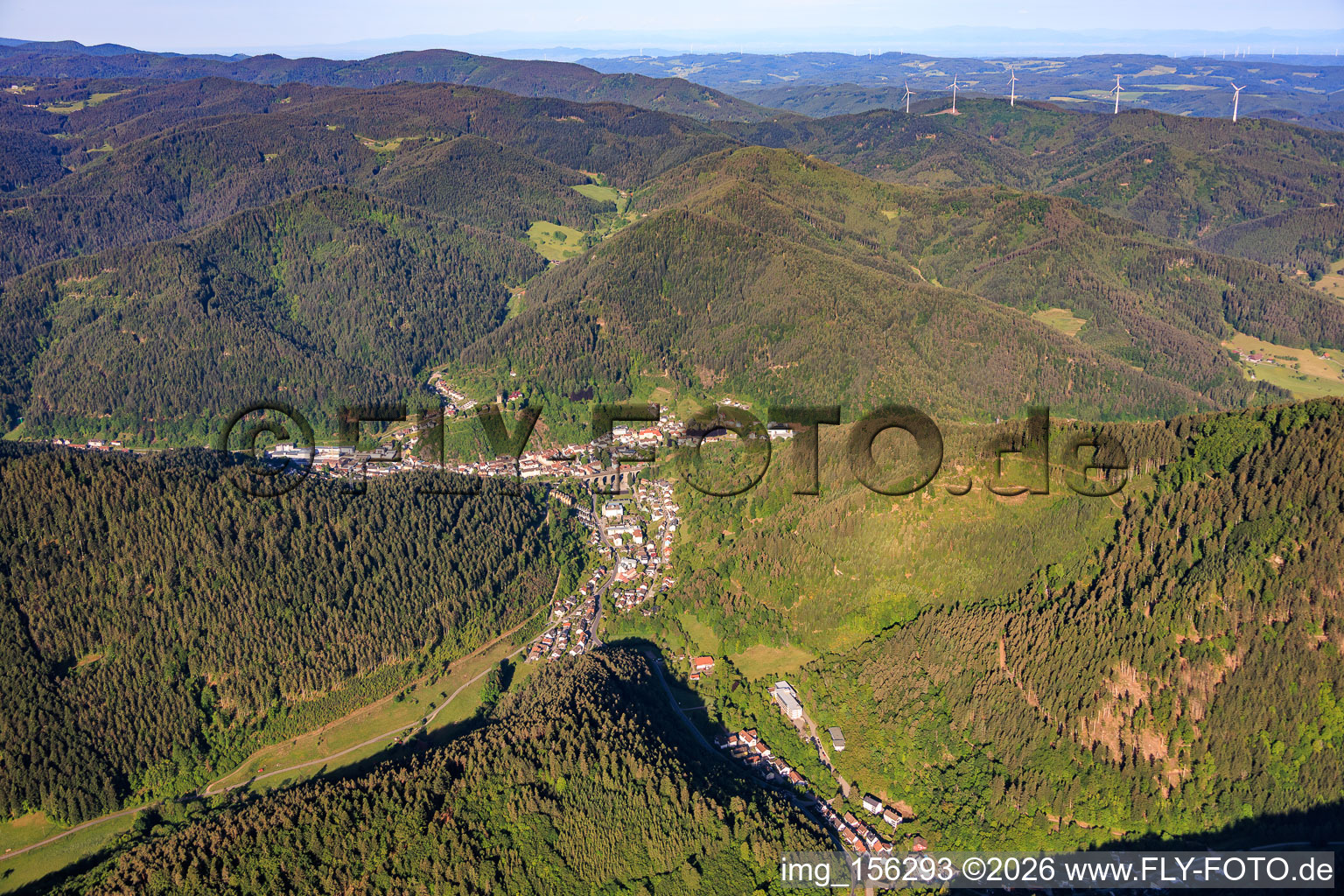 Stadtansicht aus Nordosten in Hornberg im Bundesland Baden-Württemberg, Deutschland