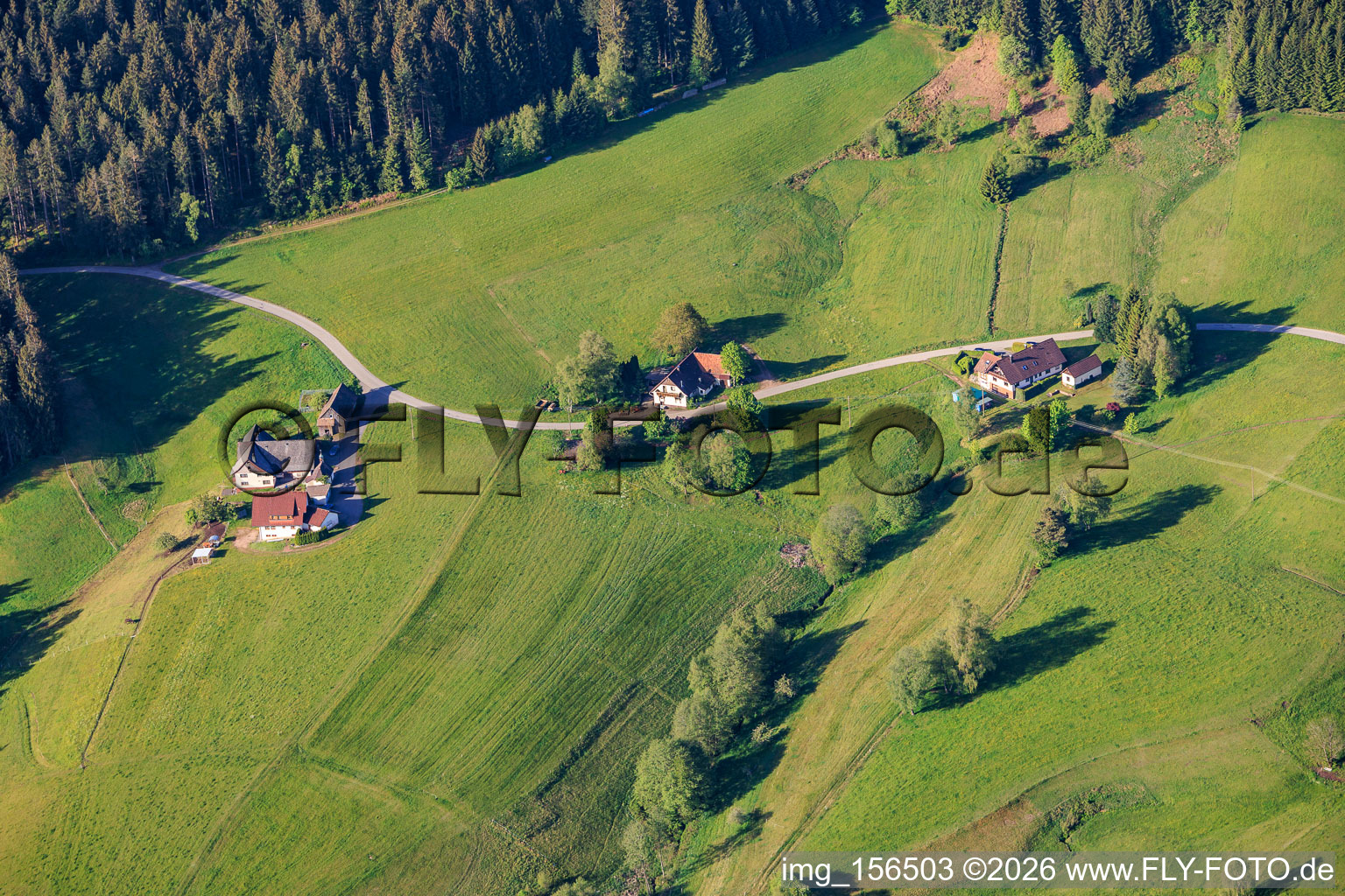 Drei Schwarzwaldhöfe und Mooswaldkapelle im Ortsteil Diesenhof in Lauterbach im Bundesland Baden-Württemberg, Deutschland