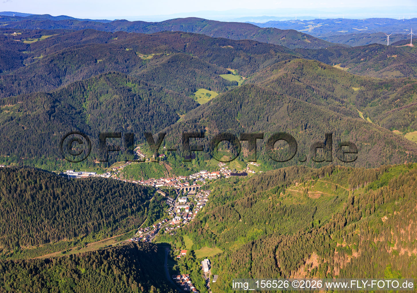 Stadtansicht aus Nordosten in Hornberg im Bundesland Baden-Württemberg, Deutschland