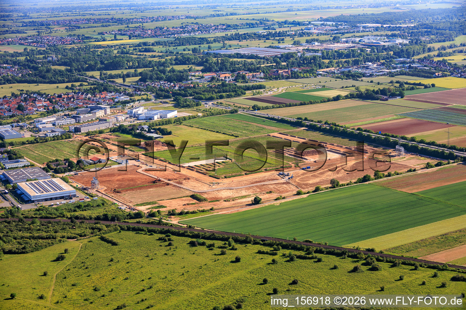 Gewerbegebiet D12 mit Baustelle für Geothermiekraftwerk und Umspannstation von Vulcan in Landau in der Pfalz im Bundesland Rheinland-Pfalz, Deutschland