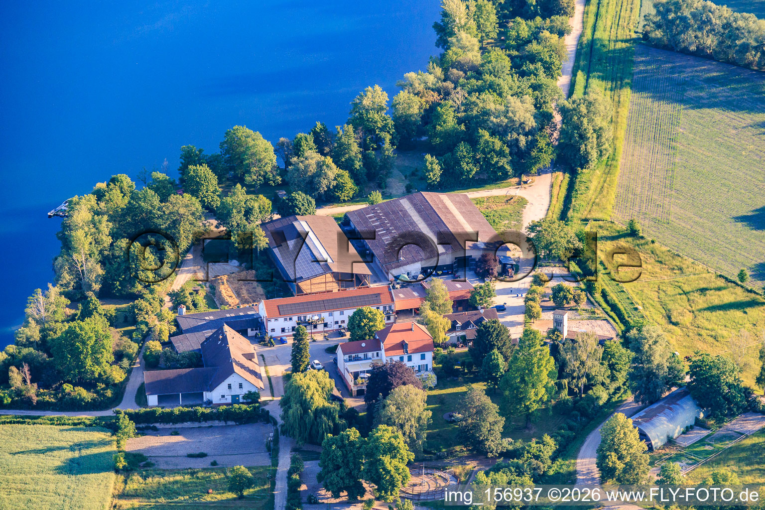 Ludwigshof mit Reitclub Speyer e.V. am Ufer des Wammsee im Bundesland Rheinland-Pfalz, Deutschland