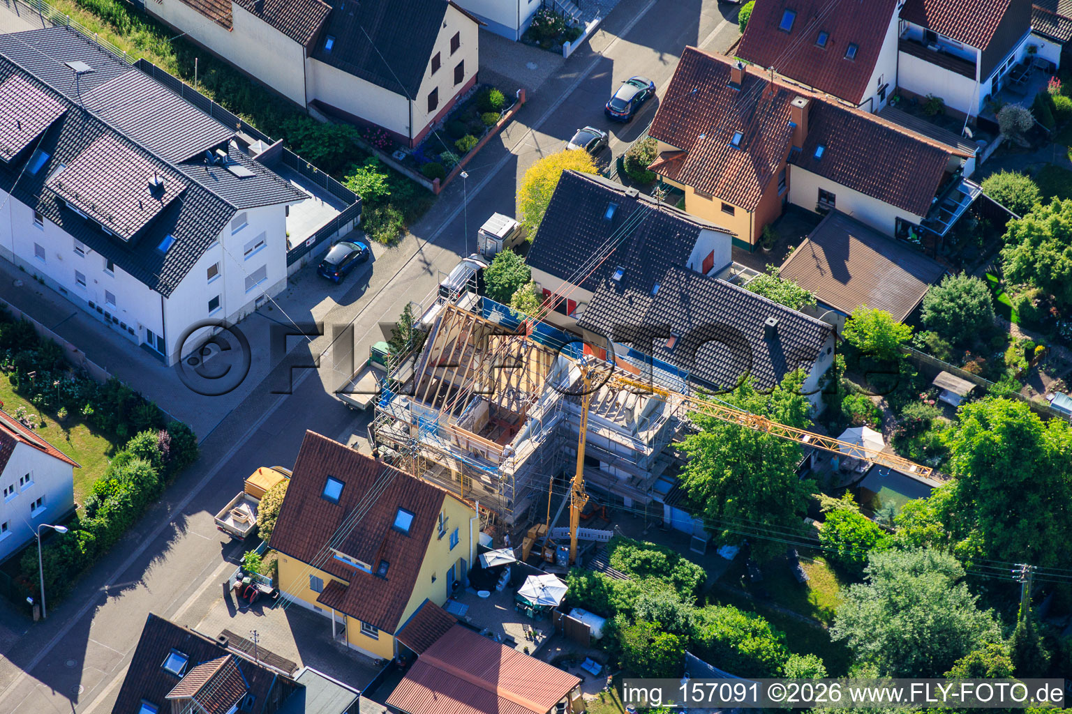 Baustelle zur Totalrenovierung eines EFH in der Waldstr in Kandel im Bundesland Rheinland-Pfalz, Deutschland