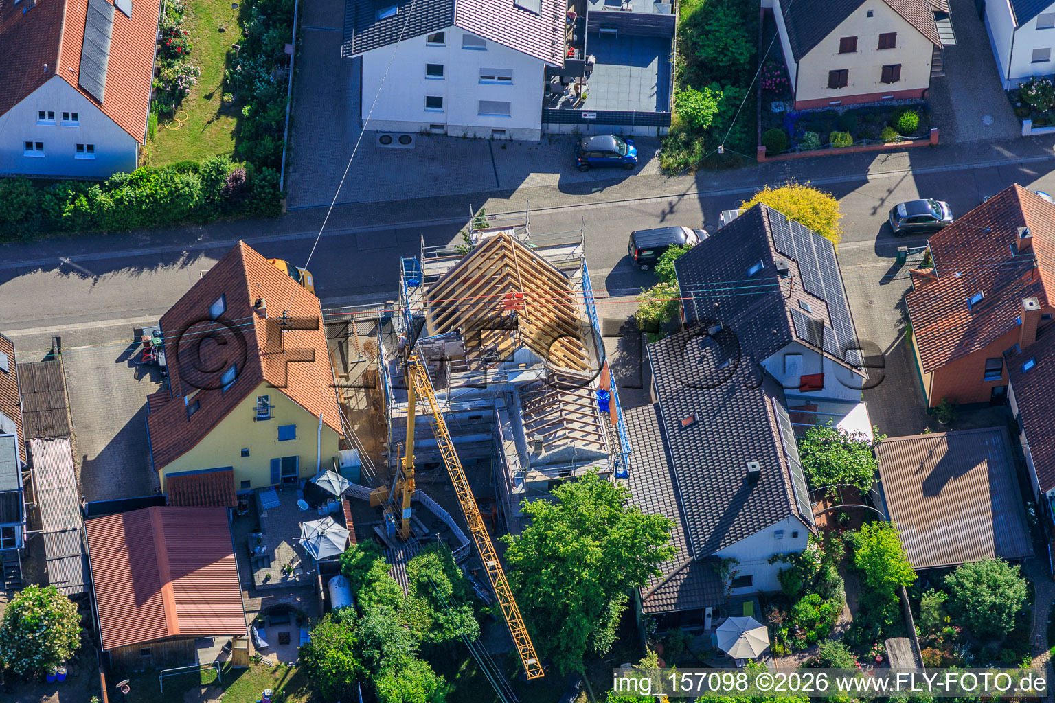 Baustelle zur Totalrenovierung eines EFH in der Waldstr in Kandel im Bundesland Rheinland-Pfalz, Deutschland