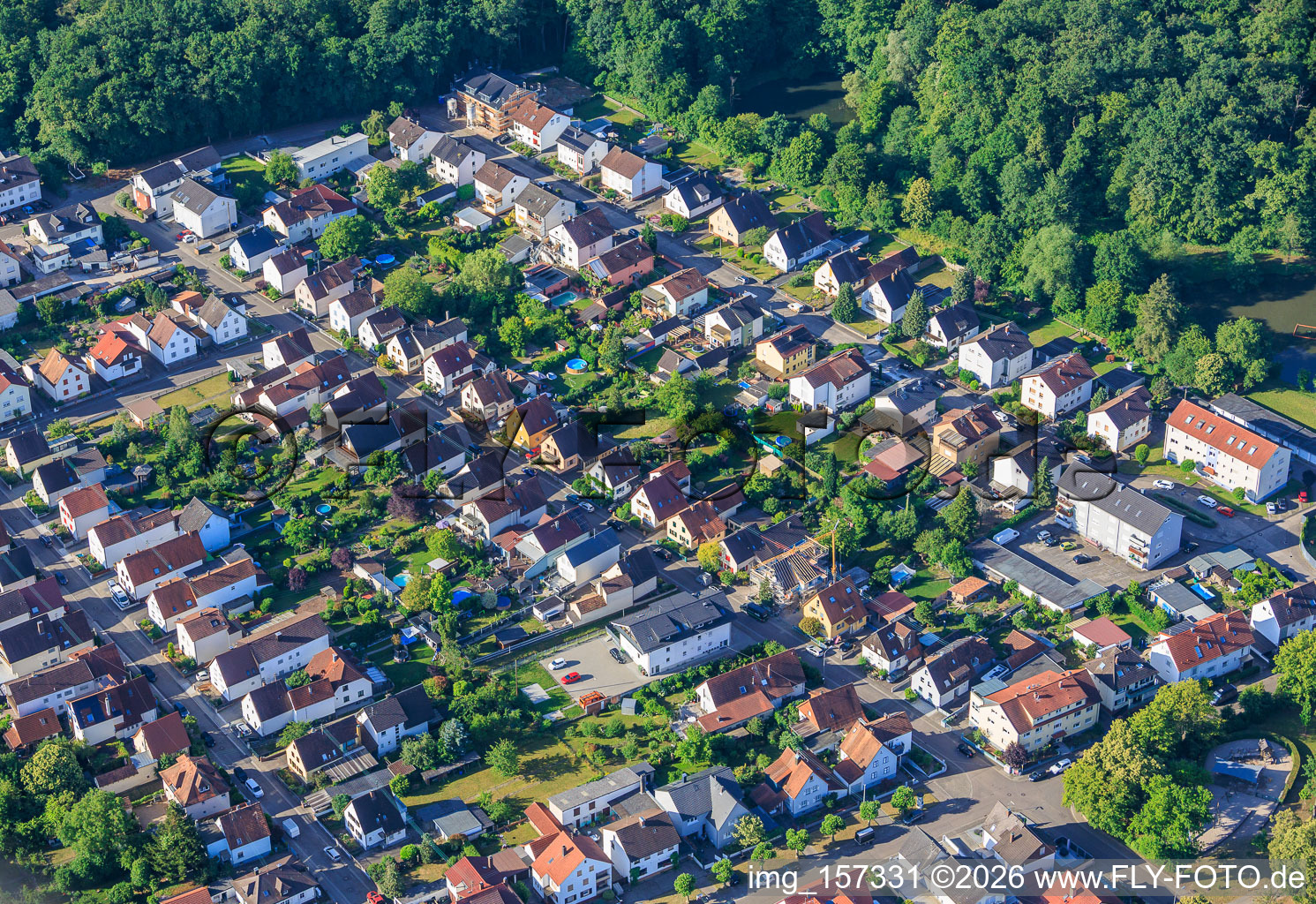 Siedllung Gartenstadt aus Nordosten in Kandel im Bundesland Rheinland-Pfalz, Deutschland