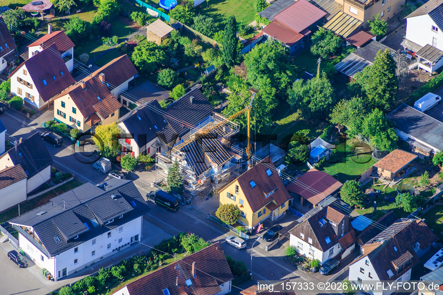 Baustelle zur Totalrenovierung eines EFH in der Waldstr in Kandel im Bundesland Rheinland-Pfalz, Deutschland