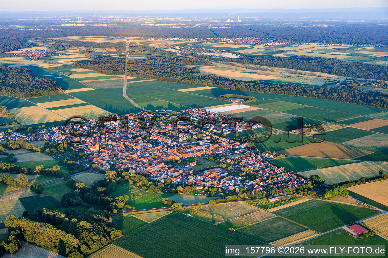 Steinweiler von Nordwesten im Bundesland Rheinland-Pfalz, Deutschland