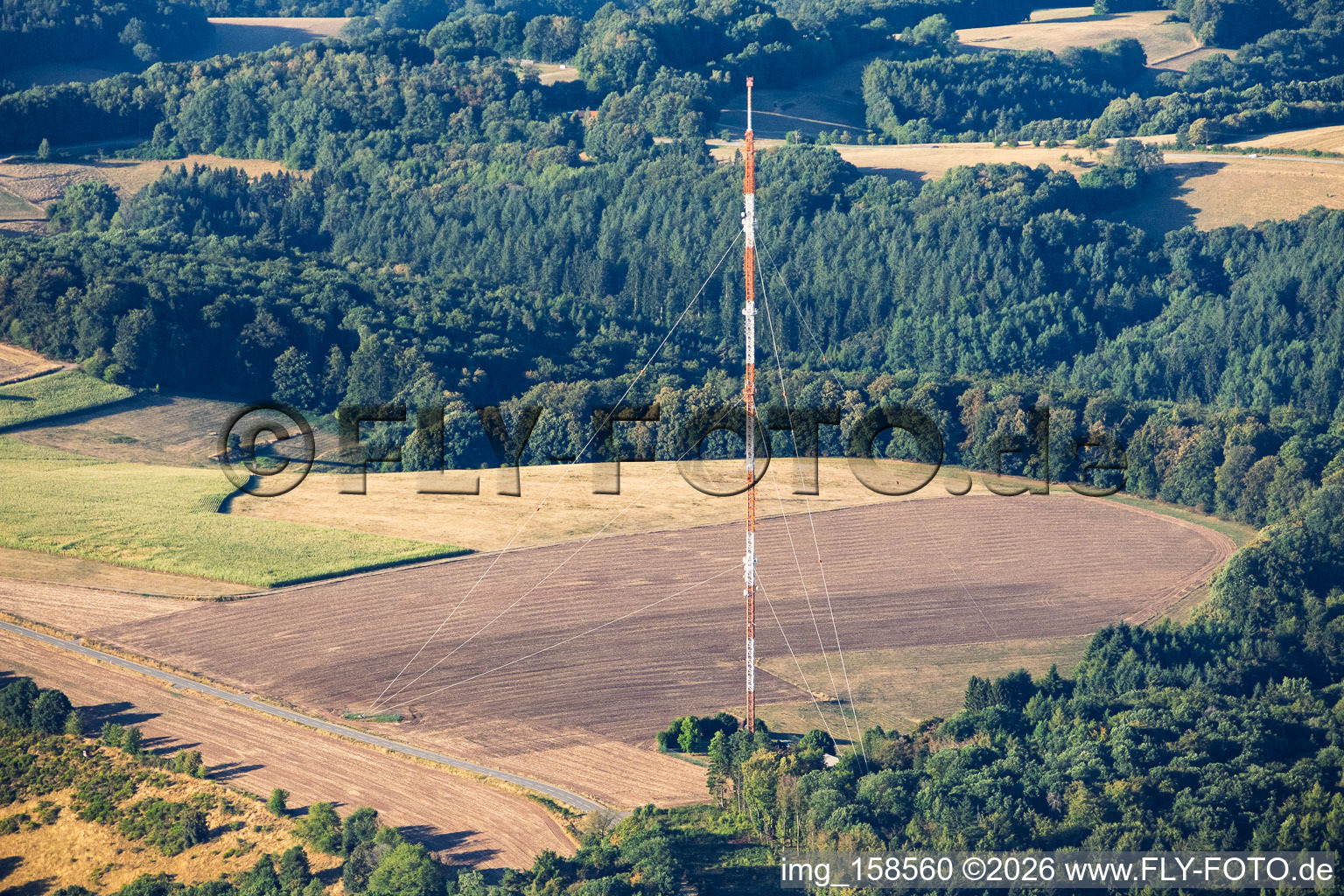Mast des Sender Kettrichhof vom Südwestrundfunks für UKW, DAB und DVB-T in Lemberg im Bundesland Rheinland-Pfalz, Deutschland