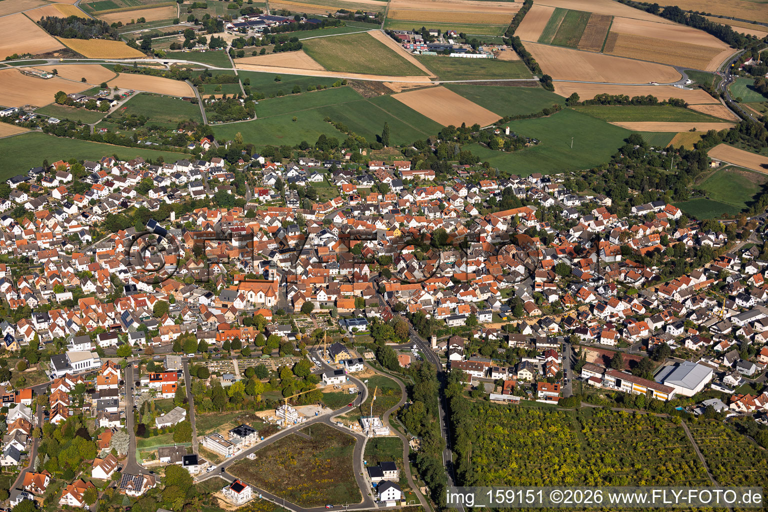 Pflaumheim aus Süden in Großostheim im Bundesland Bayern, Deutschland