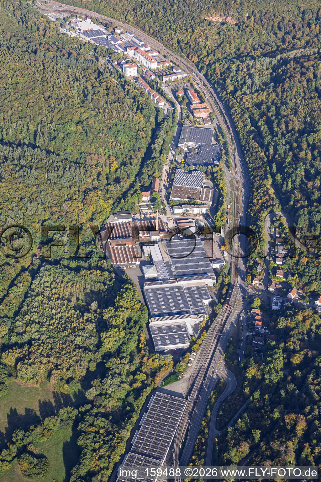 Gewerbegebiet Spinnerei mit trigema, ETTLIN AG in Ettlingen im Bundesland Baden-Württemberg, Deutschland