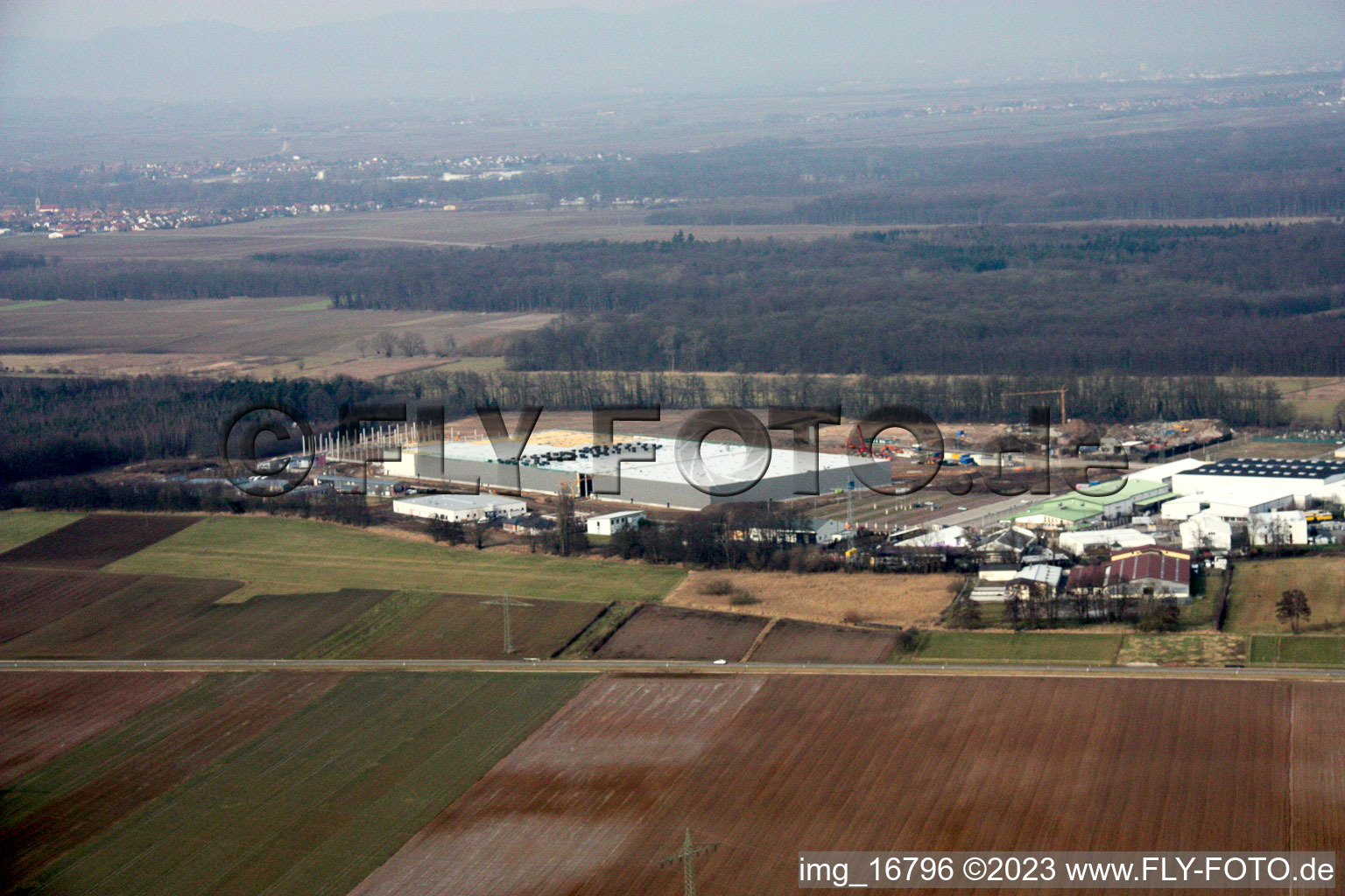 Luftbild von Kandel, Minderslachen, Gewerbegebiet Am Horst im Bundesland Rheinland-Pfalz, Deutschland
