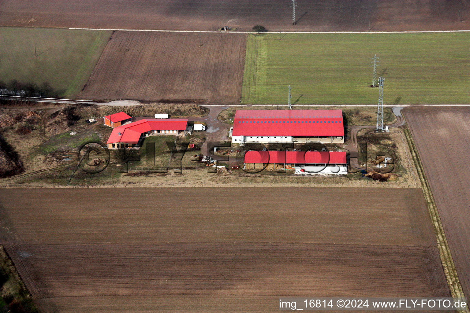 Luftbild von Aussiedlerhof in Erlenbach bei Kandel im Bundesland Rheinland-Pfalz, Deutschland