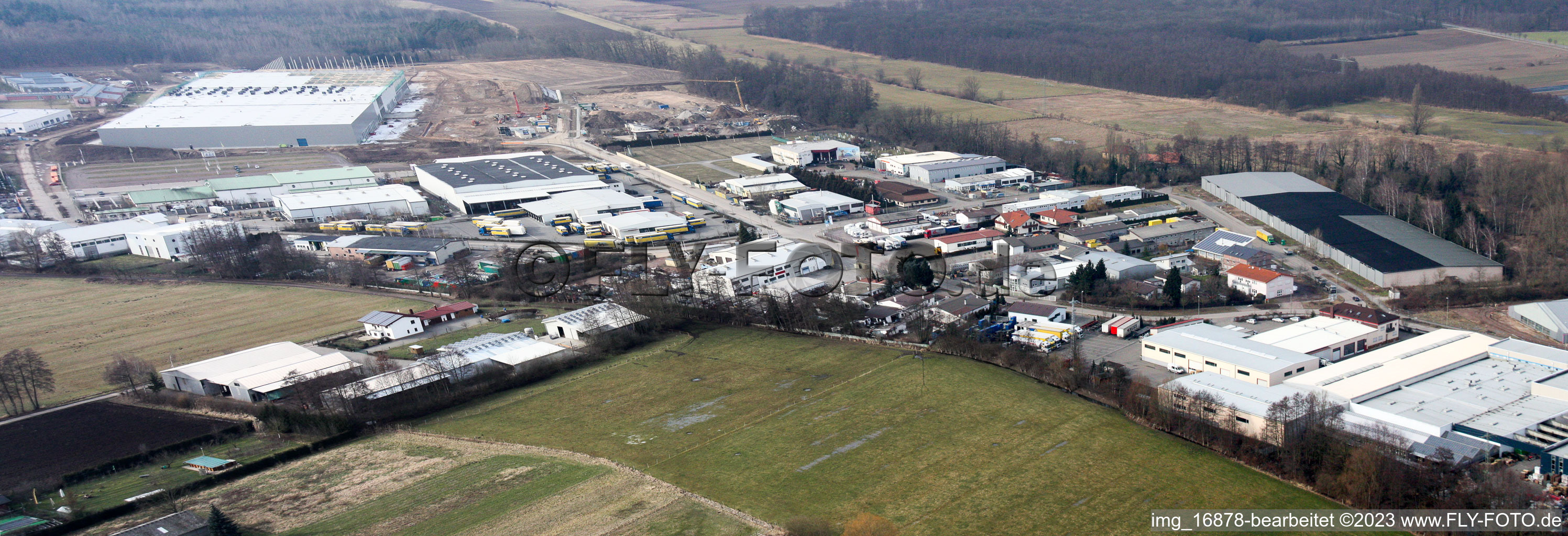 Drohnenaufname von Kandel, Minderslachen, Gewerbegebiet Am Horst im Bundesland Rheinland-Pfalz, Deutschland