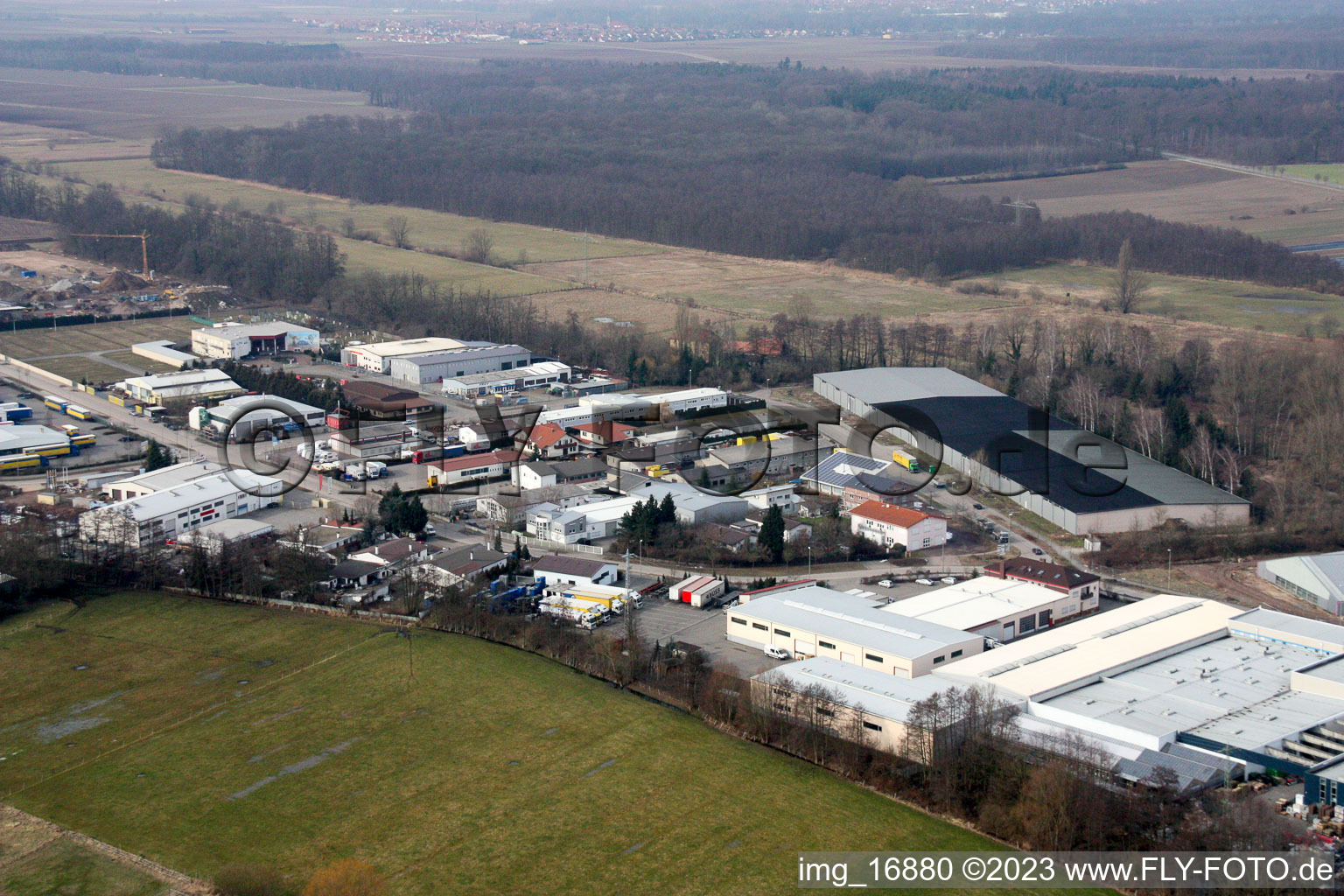 Kandel, Minderslachen, Gewerbegebiet Am Horst im Bundesland Rheinland-Pfalz, Deutschland aus der Drohnenperspektive