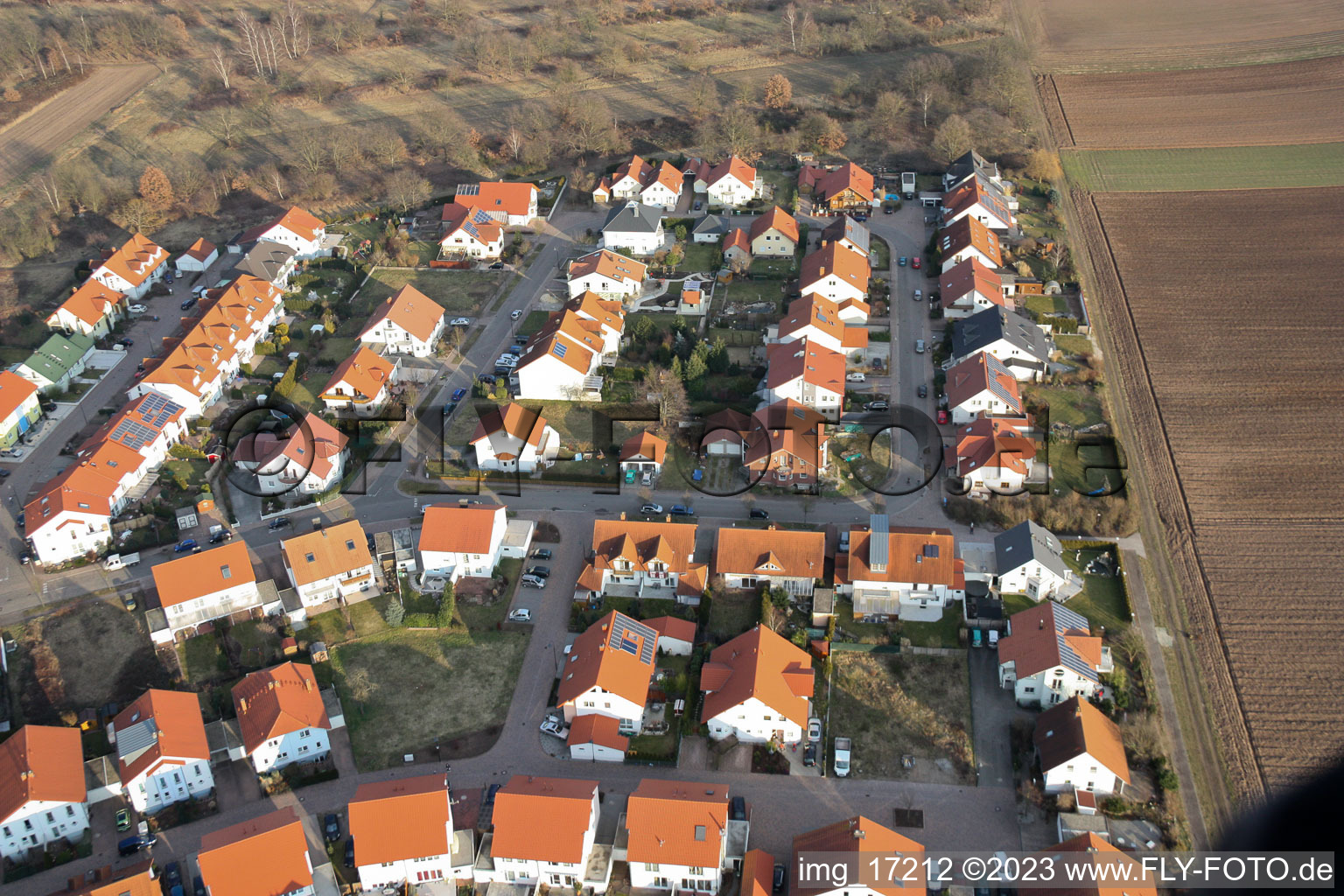 Bellheim, Neubaugebiet O im Bundesland Rheinland-Pfalz, Deutschland aus der Luft betrachtet
