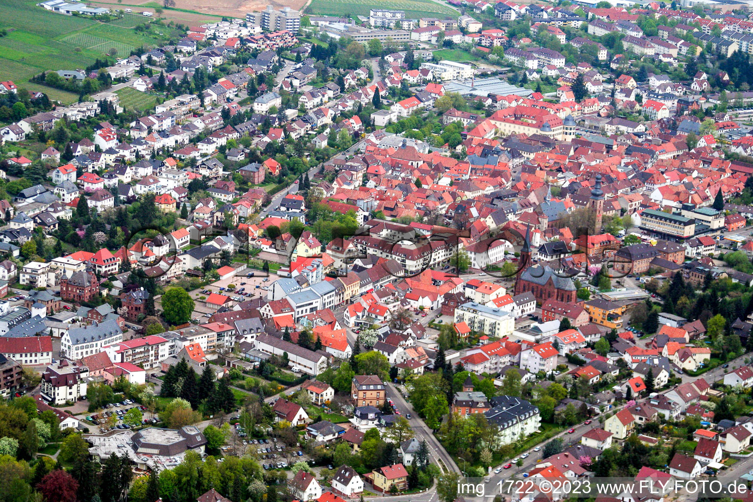 Bad Bergzabern im Bundesland Rheinland-Pfalz, Deutschland aus der Luft betrachtet