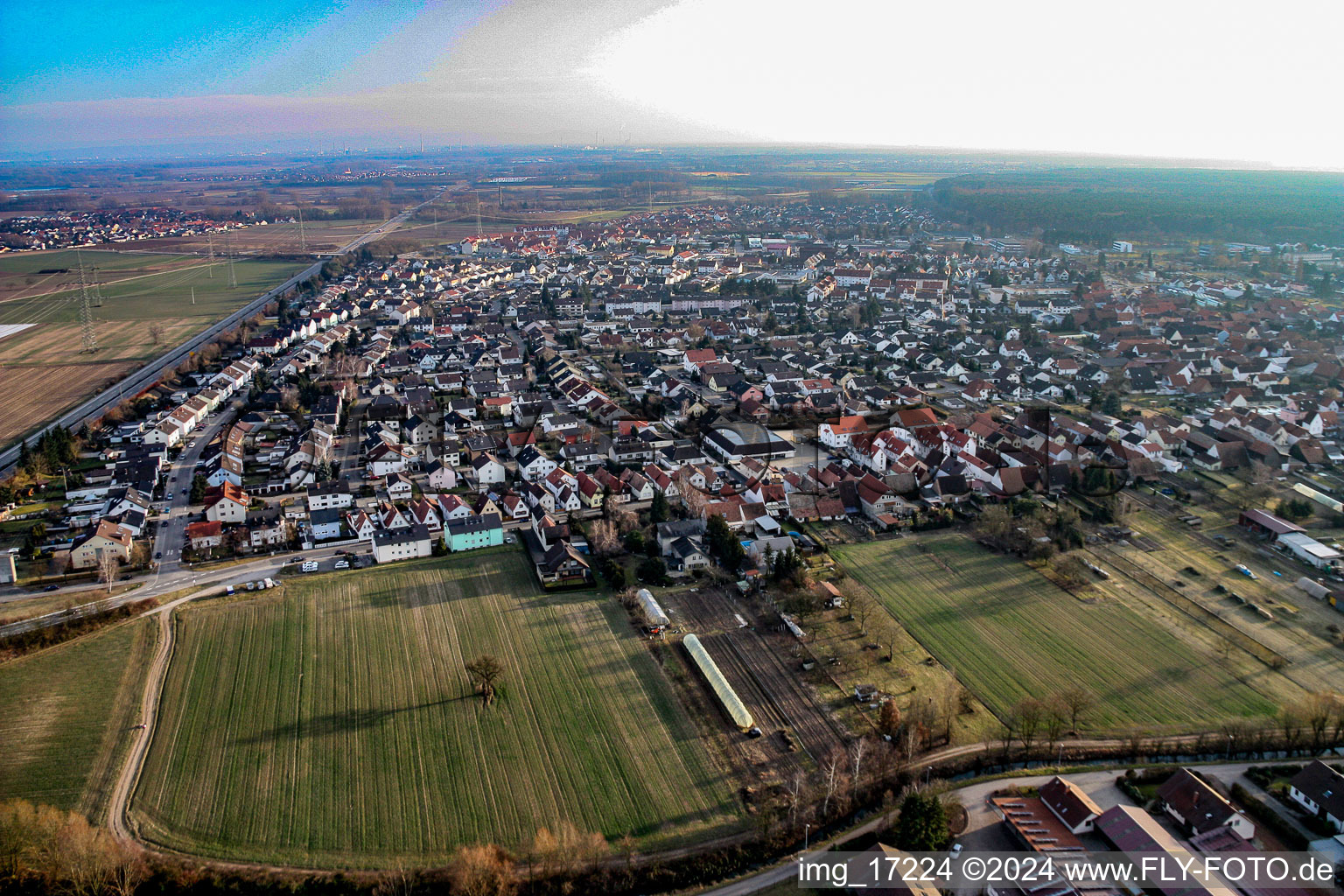 Rülzheim im Bundesland Rheinland-Pfalz, Deutschland vom Flugzeug aus