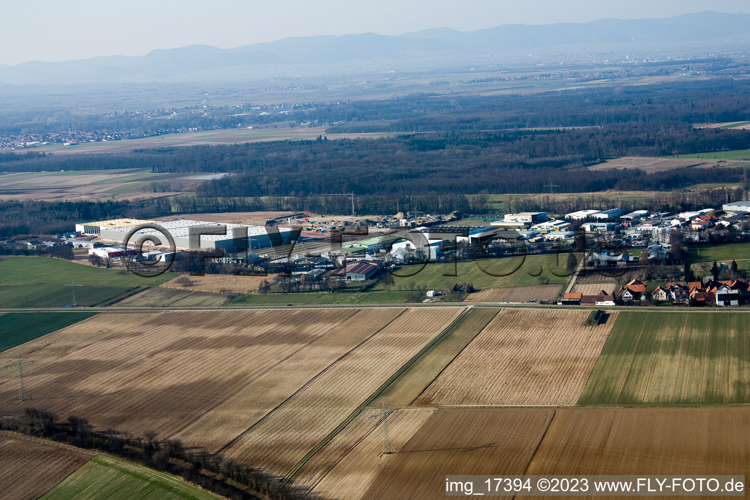 Luftaufnahme von Gewebergebiet Horst im Ortsteil Minderslachen in Kandel im Bundesland Rheinland-Pfalz, Deutschland