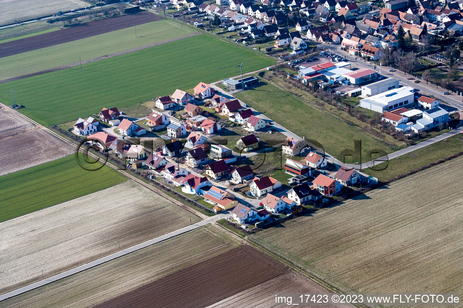 Steinweiler im Bundesland Rheinland-Pfalz, Deutschland von der Drohne aus gesehen