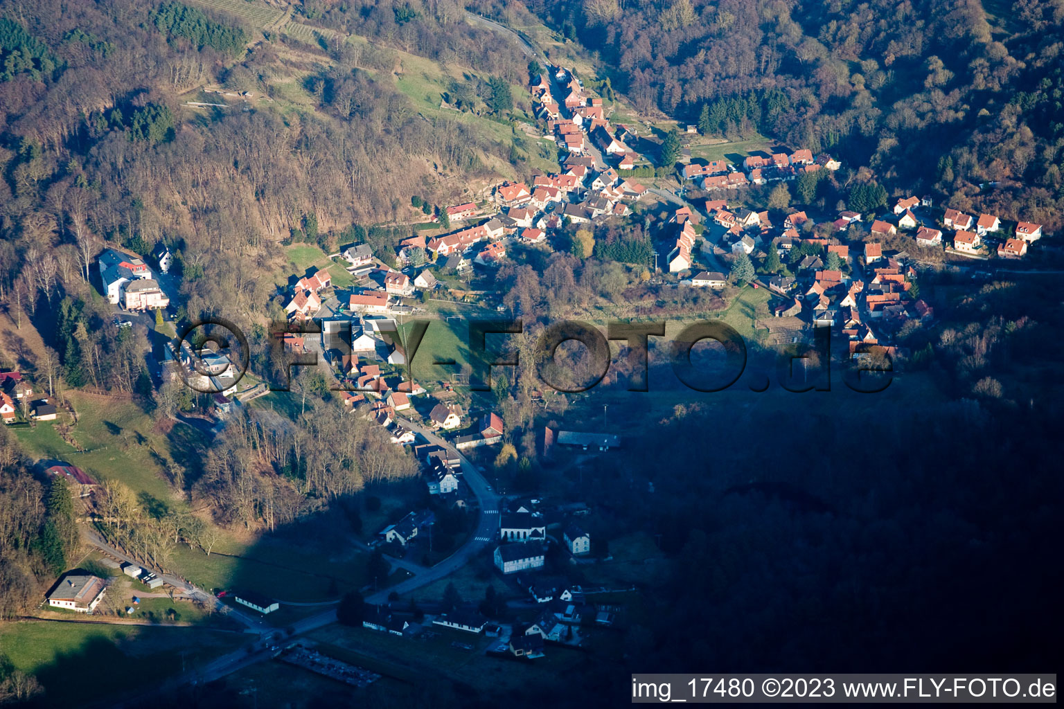 Weiler im Bundesland Bas-Rhin, Frankreich aus der Luft