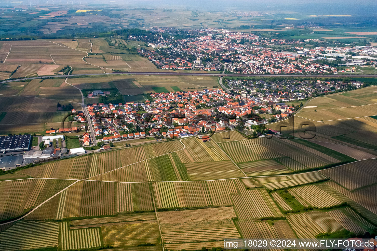 Dorfansicht im Ortsteil Sausenheim in Grünstadt im Bundesland Rheinland-Pfalz, Deutschland