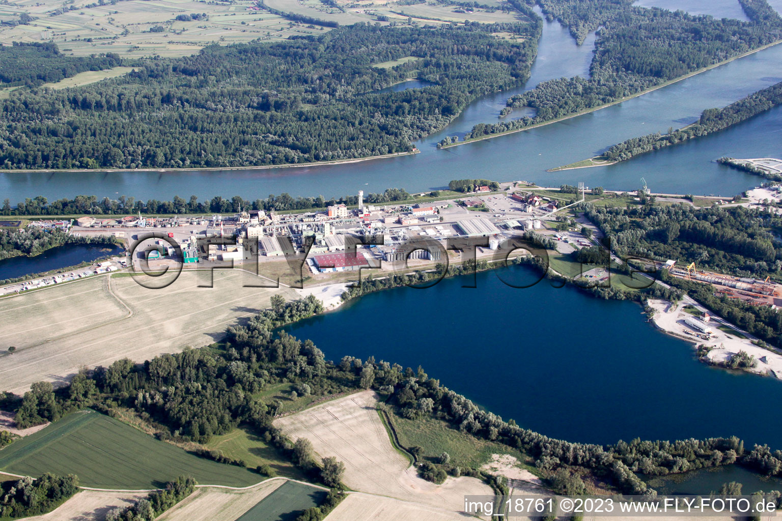 Luftbild von Lauterbourg, Rohm & Haas im Bundesland Bas-Rhin, Frankreich
