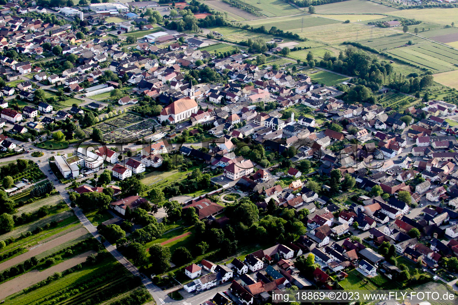 Ortsteil Urloffen in Appenweier im Bundesland Baden-Württemberg, Deutschland von oben