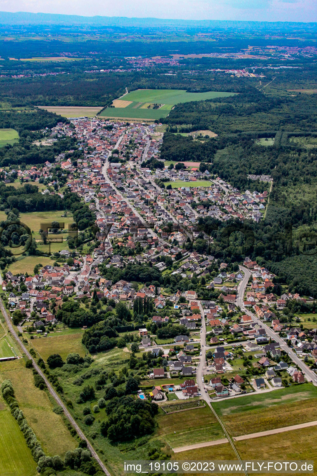 Luftbild von Schirrhoffen (Elsass) im Bundesland Bas-Rhin, Frankreich
