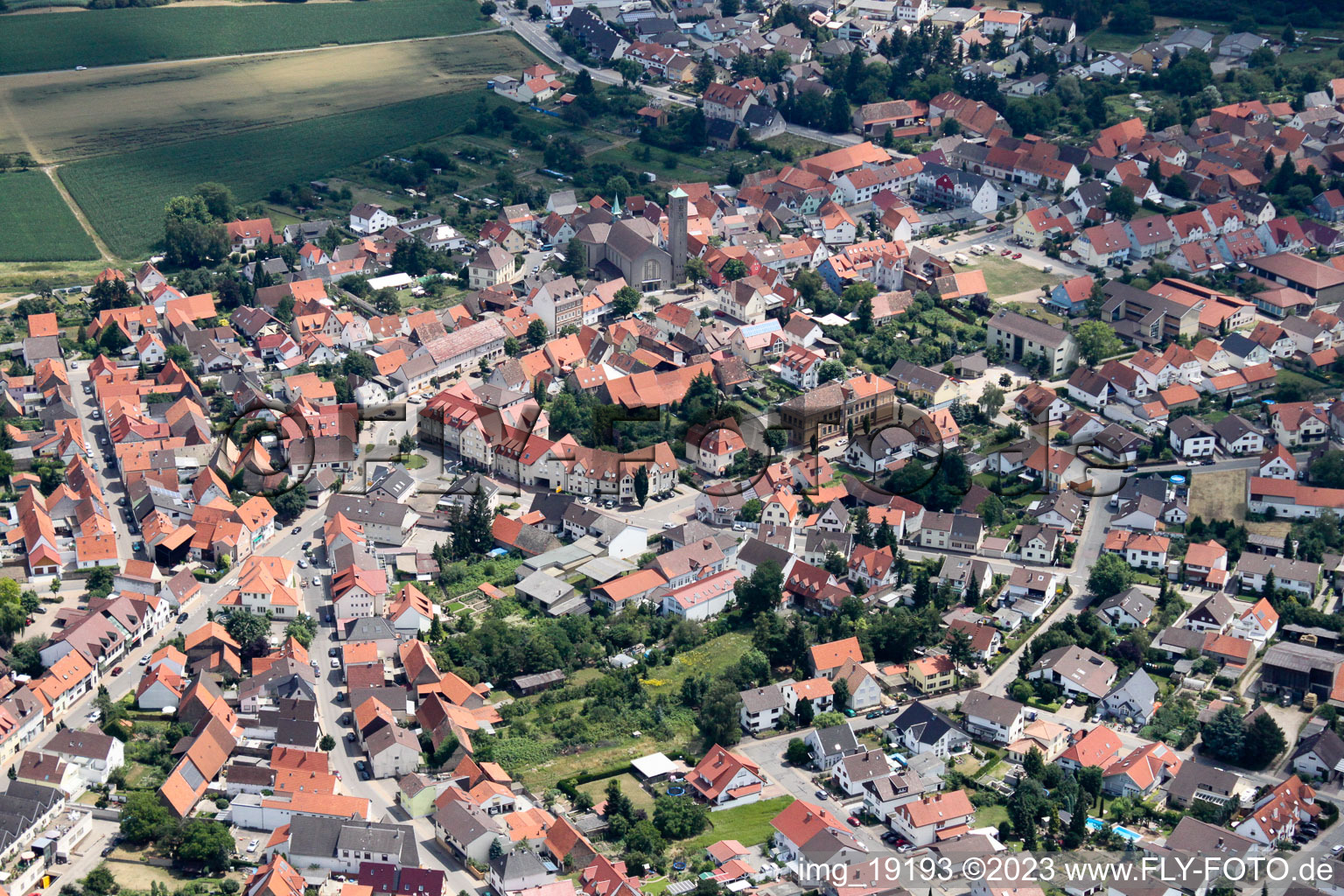 Ortsteil Sankt Leon in St. Leon-Rot im Bundesland Baden-Württemberg, Deutschland von oben