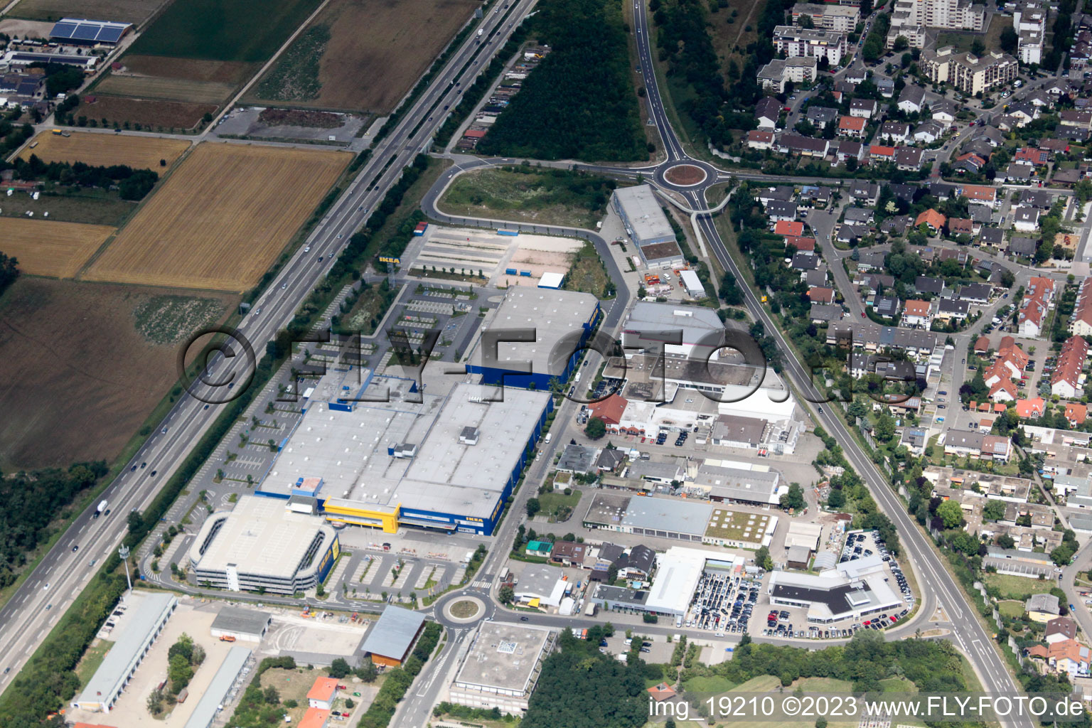 Luftaufnahme von Walldorf, Gewerbegebiet im Bundesland Baden-Württemberg, Deutschland