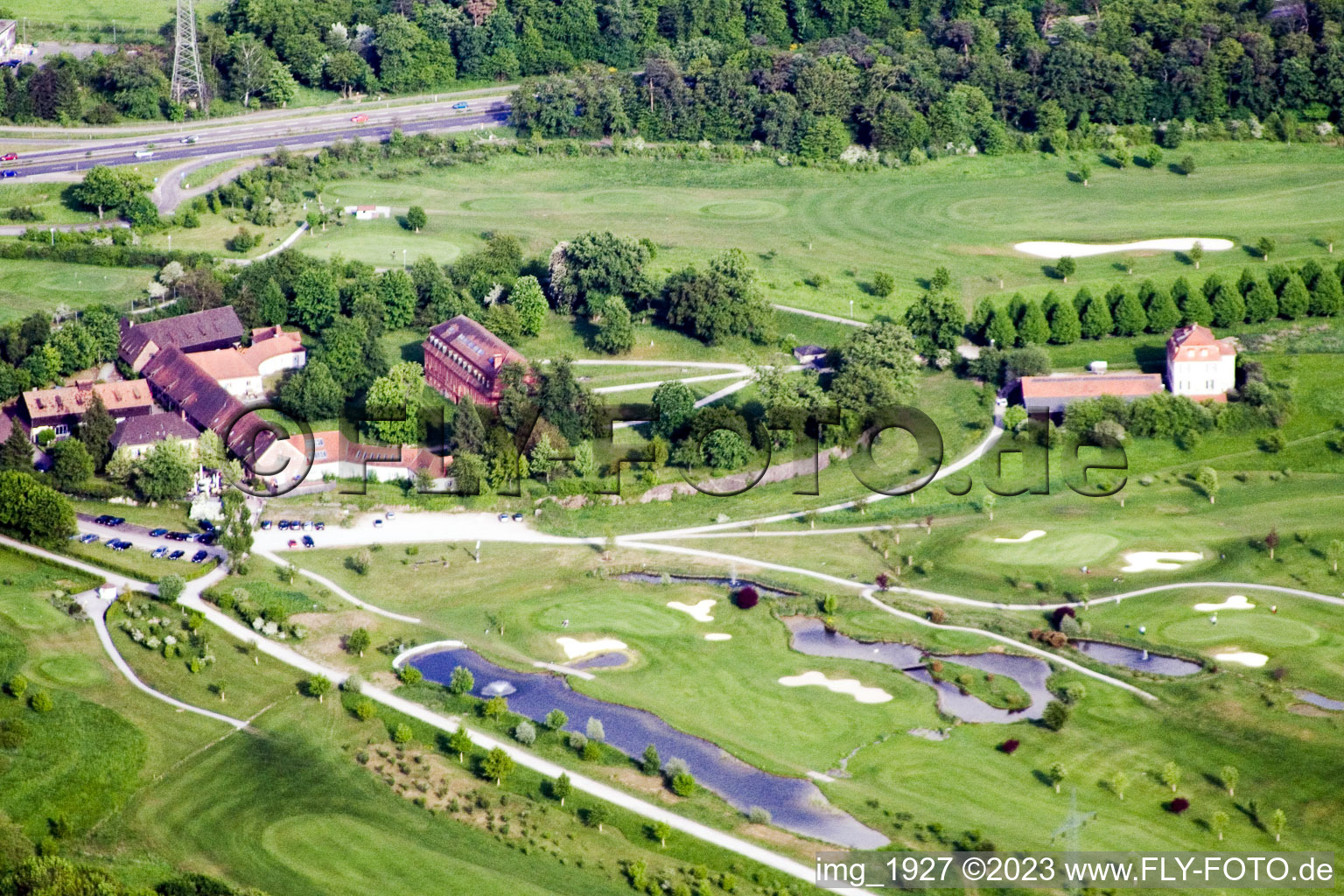 Luftbild von Karlsruhe, Golfplatz Gut Scheibenhard im Ortsteil Beiertheim-Bulach im Bundesland Baden-Württemberg, Deutschland