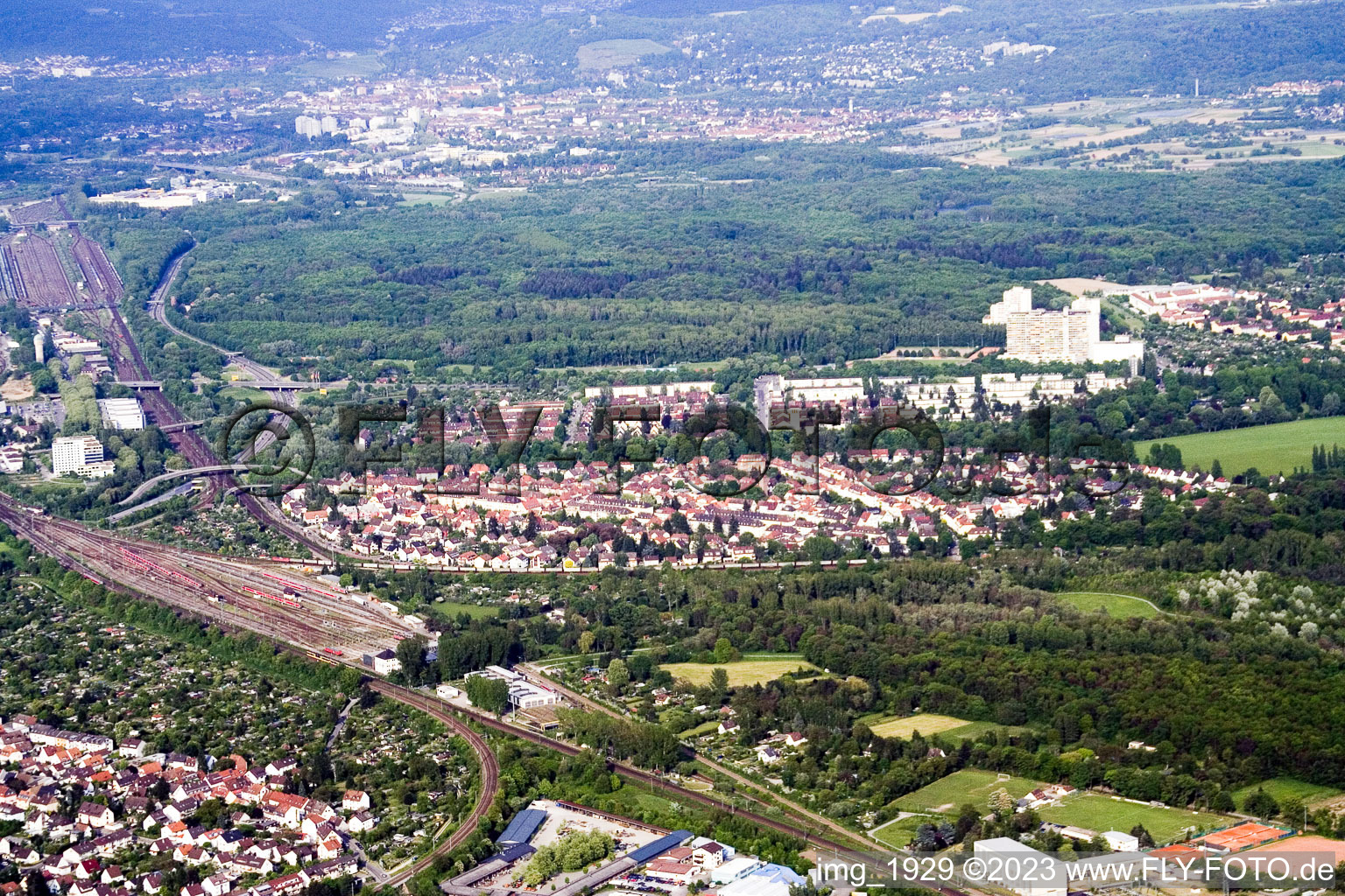 Luftbild von Dammerstock im Ortsteil Weiherfeld-Dammerstock in Karlsruhe im Bundesland Baden-Württemberg, Deutschland