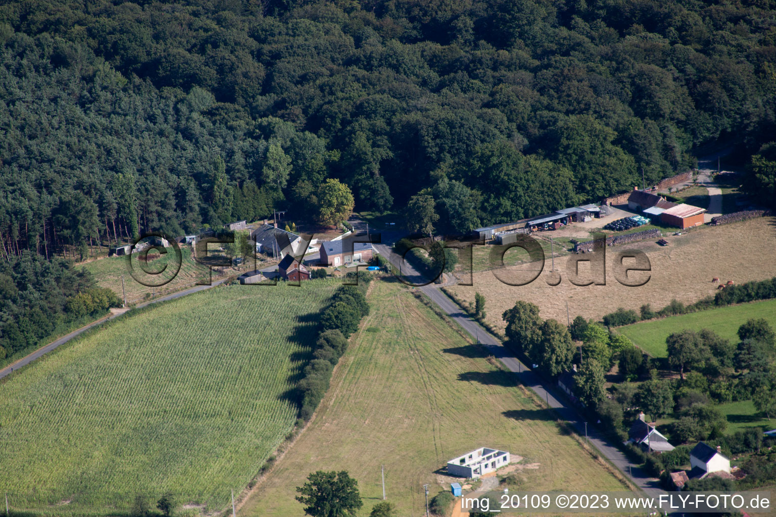 Semur-en-Vallon im Bundesland Sarthe, Frankreich aus der Drohnenperspektive