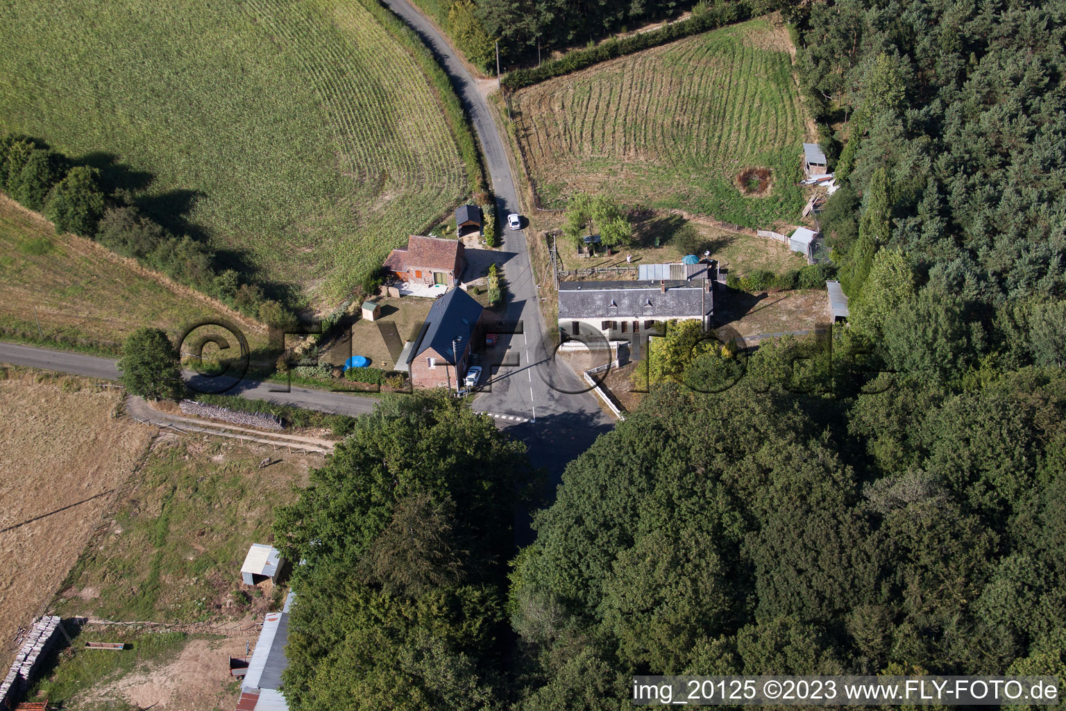 Semur-en-Vallon im Bundesland Sarthe, Frankreich vom Flugzeug aus