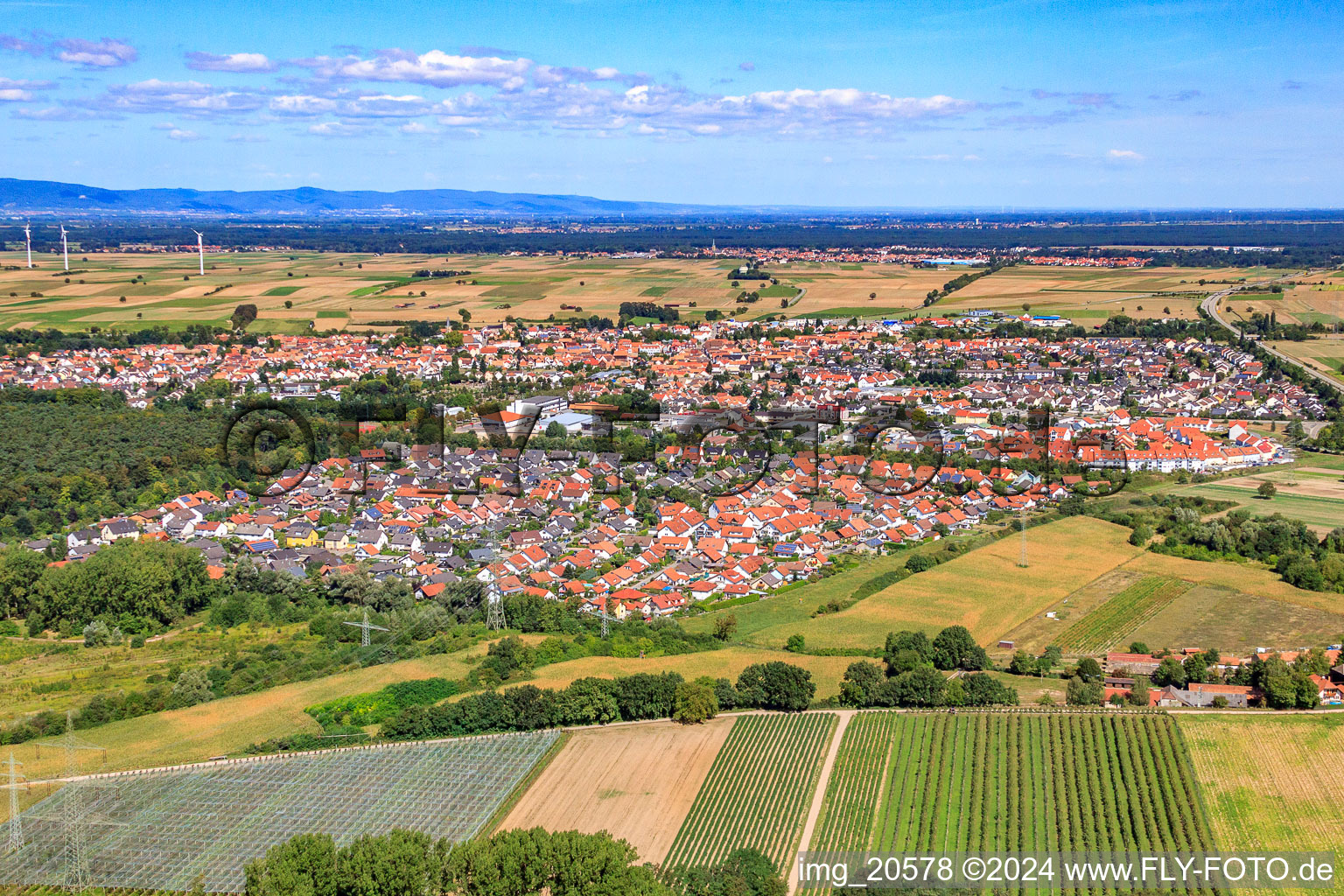 Rülzheim im Bundesland Rheinland-Pfalz, Deutschland aus der Vogelperspektive