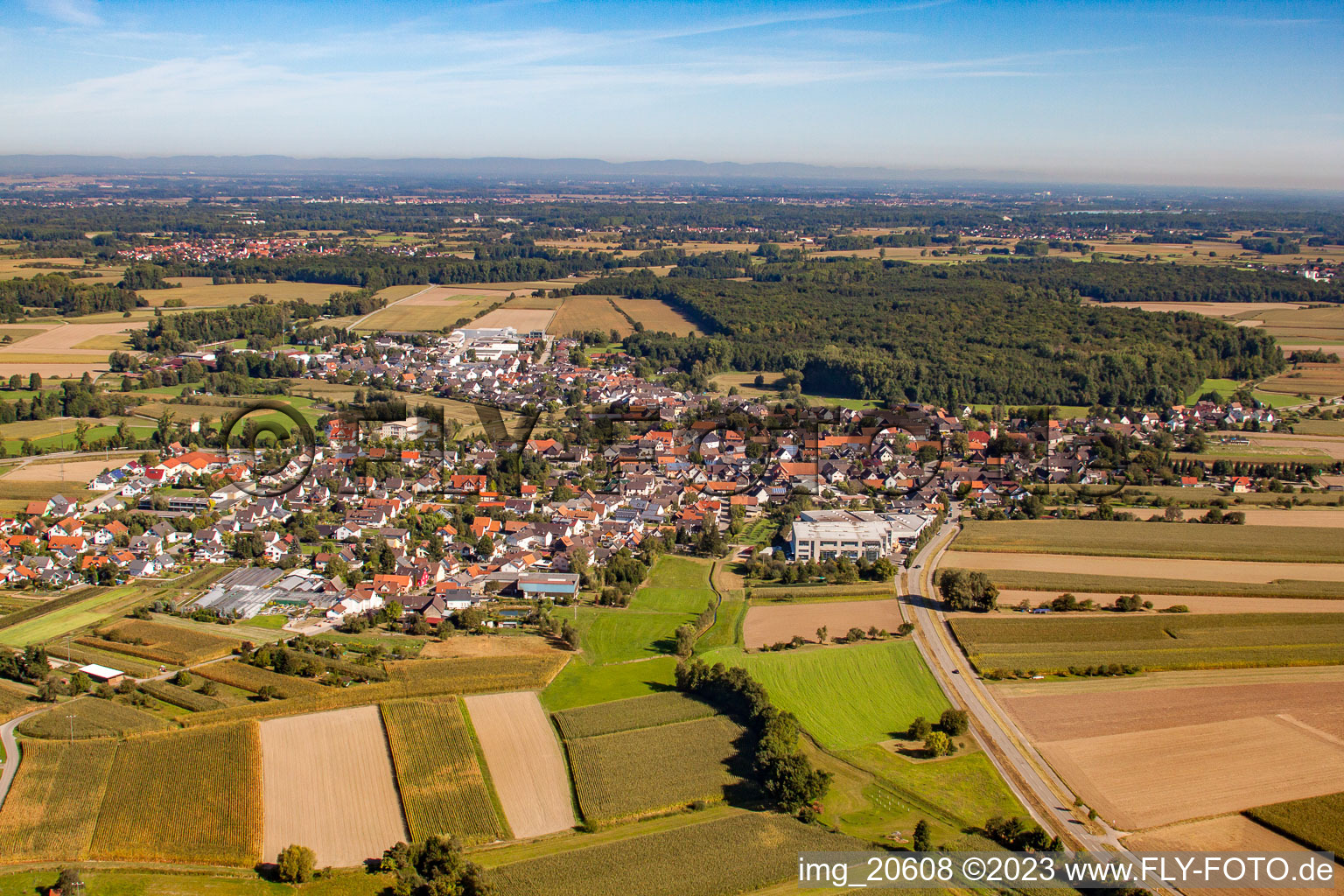 Luftbild von Ortsteil Querbach in Kehl im Bundesland Baden-Württemberg, Deutschland