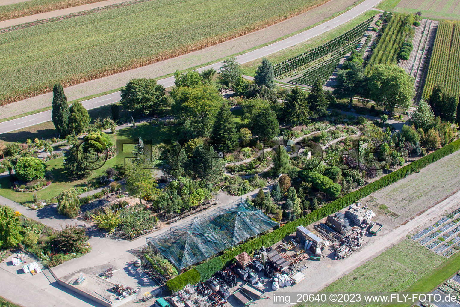 Gartenzeiten Schwarz im Ortsteil Bodersweier in Kehl im Bundesland Baden-Württemberg, Deutschland vom Flugzeug aus