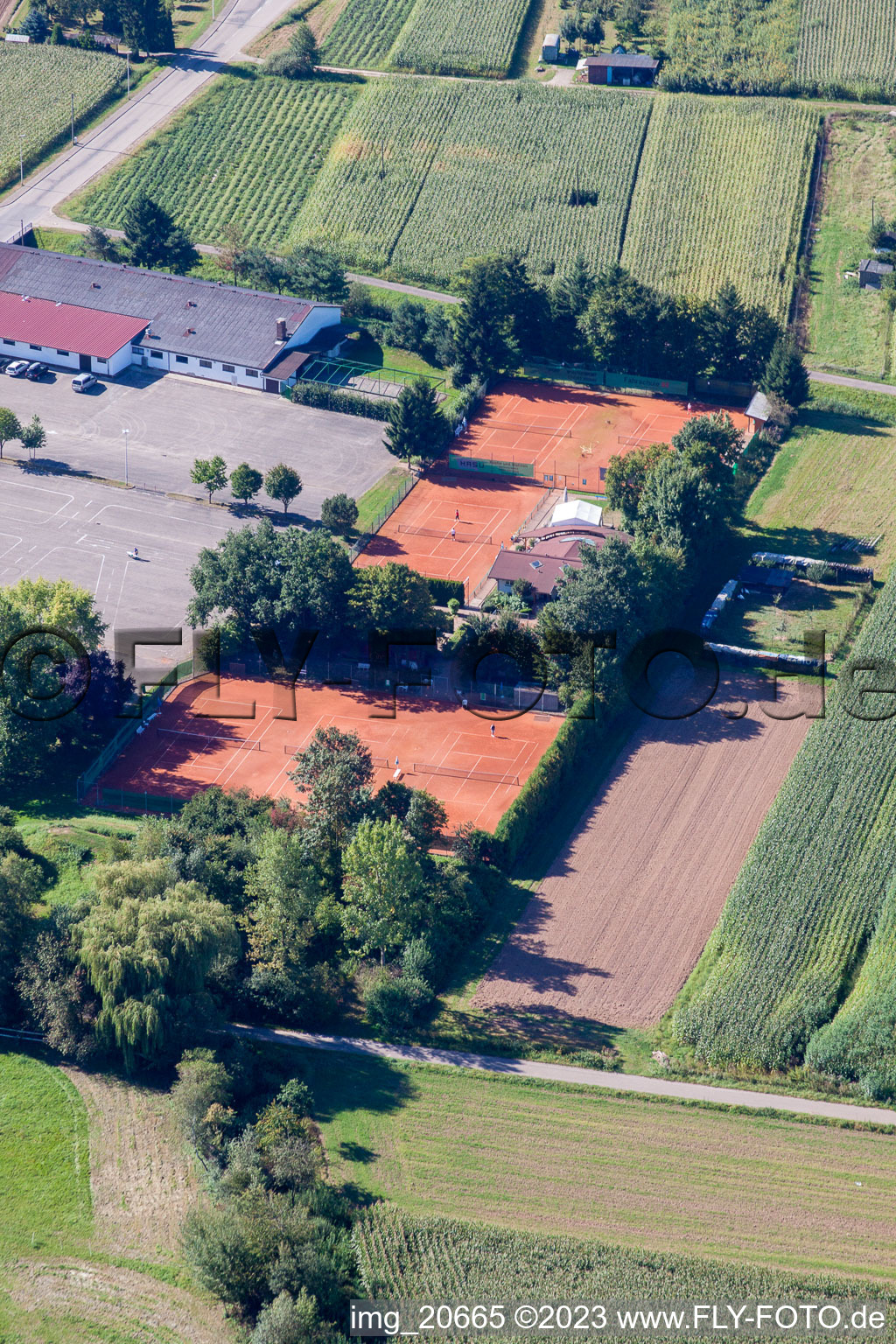 Luftaufnahme von Urloffen, Tennisclub in Appenweier im Bundesland Baden-Württemberg, Deutschland
