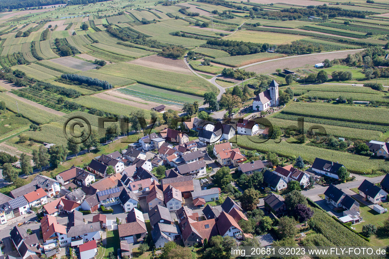 Ortsteil Urloffen in Appenweier im Bundesland Baden-Württemberg, Deutschland von oben gesehen