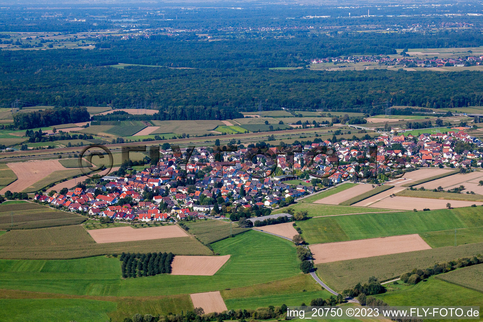 Ortsteil Griesheim in Offenburg im Bundesland Baden-Württemberg, Deutschland von oben