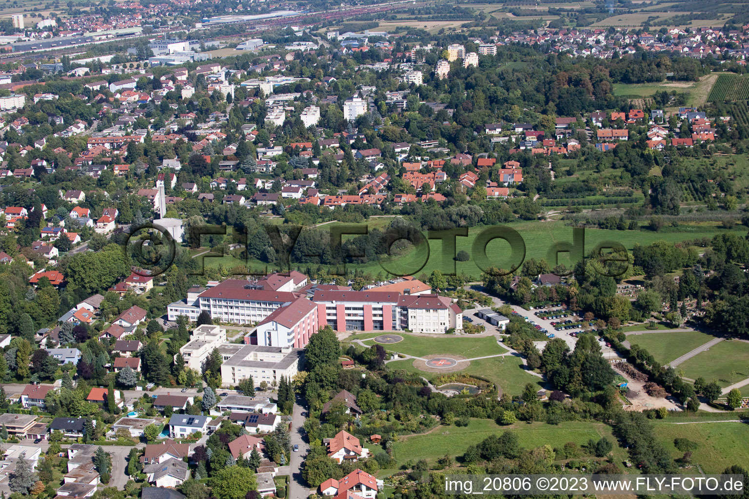 Luftbild von Offenburg, Krankenhaus im Bundesland Baden-Württemberg, Deutschland