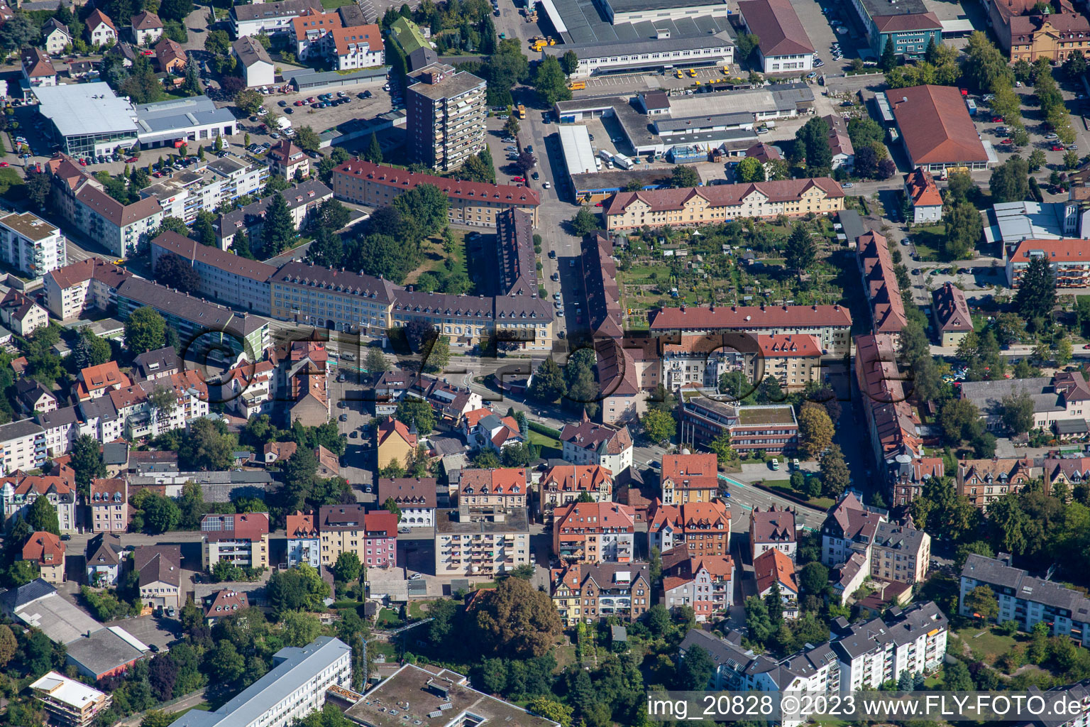 Luftbild von Straßburger Straße in Offenburg im Bundesland Baden-Württemberg, Deutschland