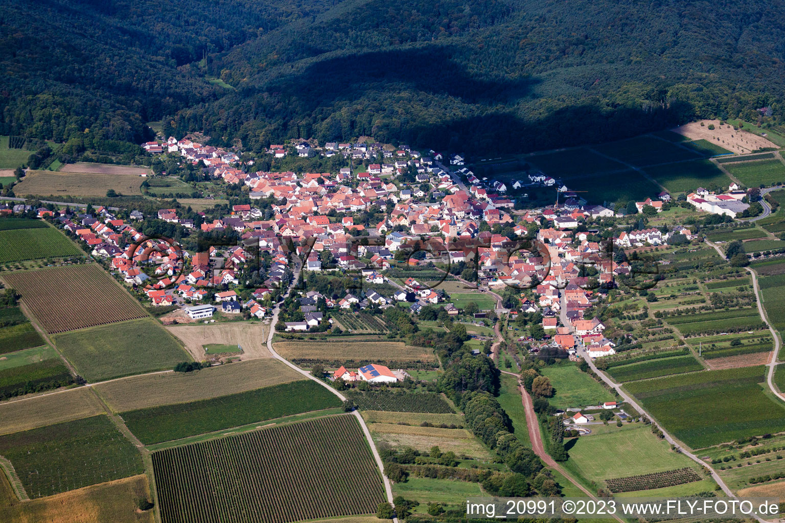 Oberotterbach im Bundesland Rheinland-Pfalz, Deutschland aus der Luft betrachtet