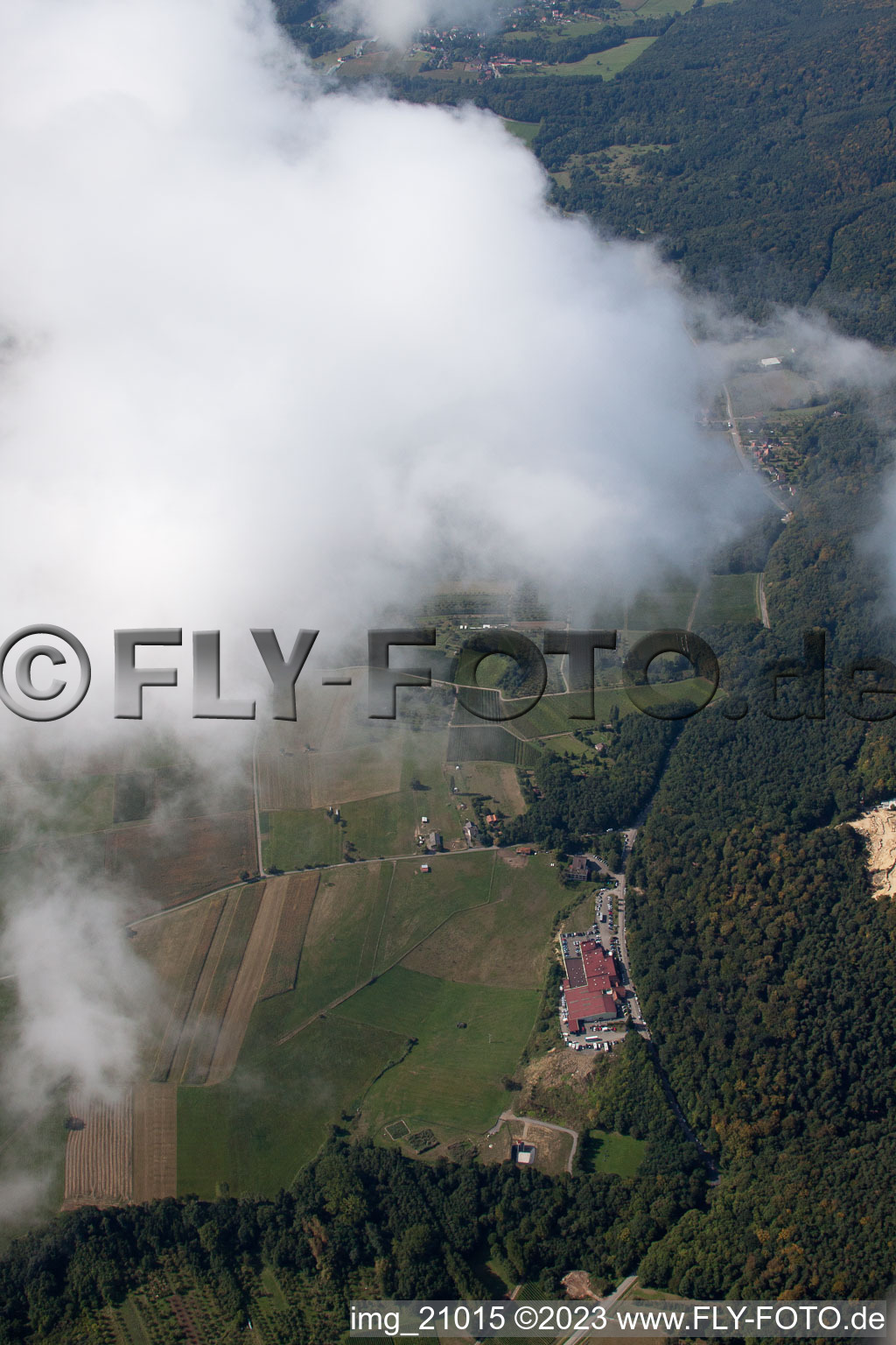 Luftaufnahme von Cleebourg, Winzergenossenschaft im Bundesland Bas-Rhin, Frankreich