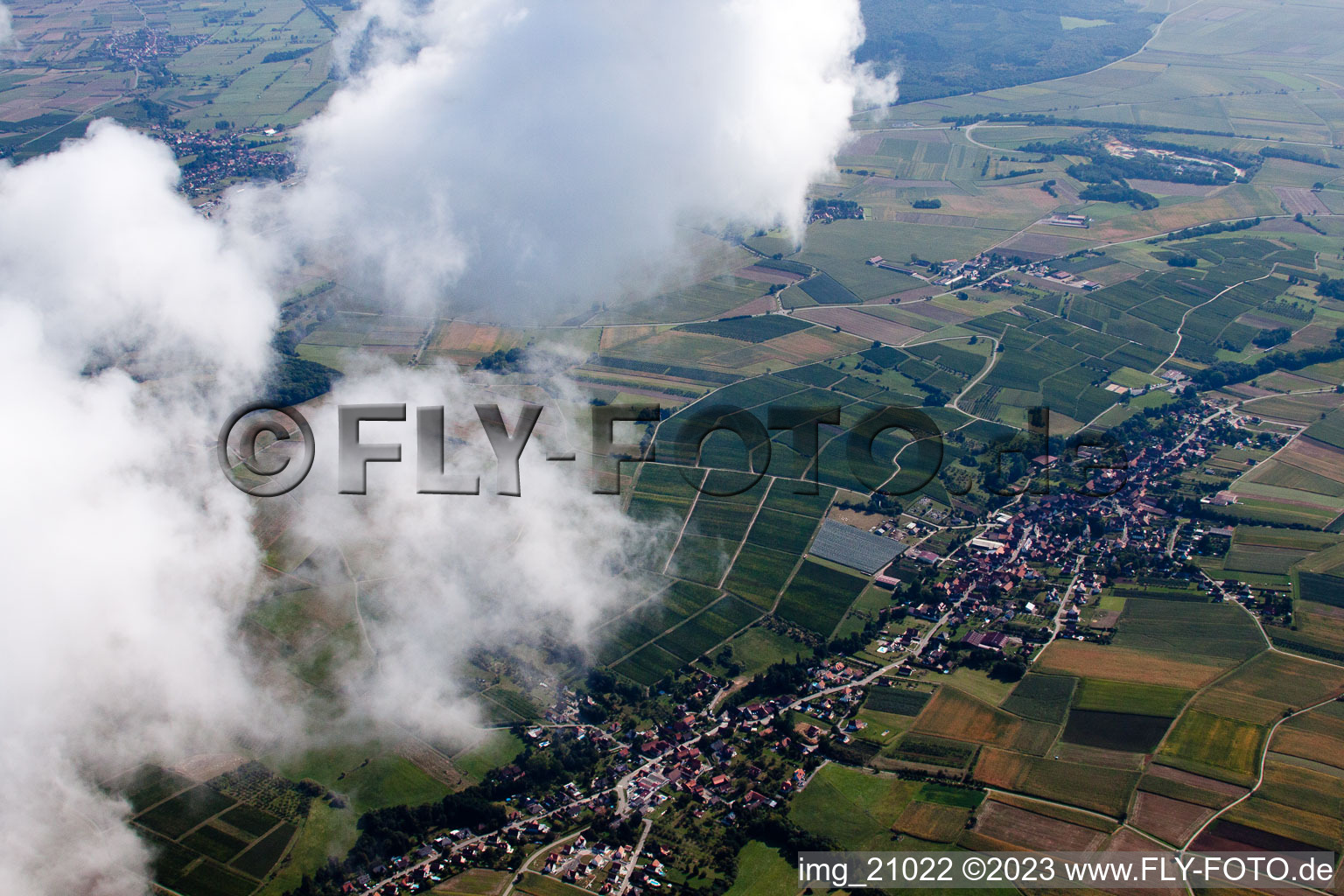 Luftbild von Steinseltz (Elsass) im Bundesland Bas-Rhin, Frankreich
