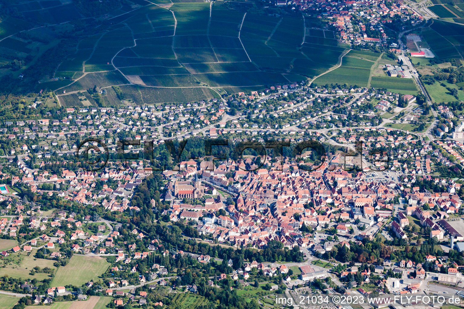 Wissembourg von Süden im Bundesland Bas-Rhin, Frankreich aus der Luft